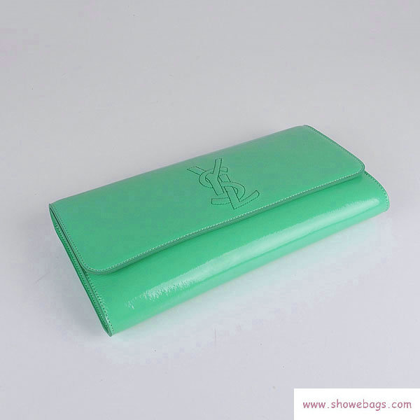 YSL belle de jour patent leather clutch 39321 green - Click Image to Close